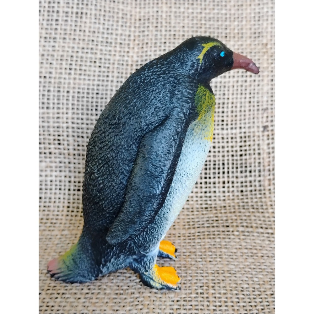 Plastic Penguin Figurine Wildlife Animal Model Black Yellow Orange